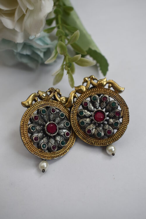 Vintage Look Oxidised Alloy Earrings – Stud & Tribal Style