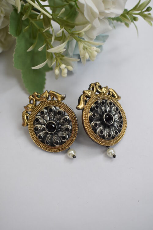 Vintage Look Oxidised Alloy Earrings – Stud & Tribal Style
