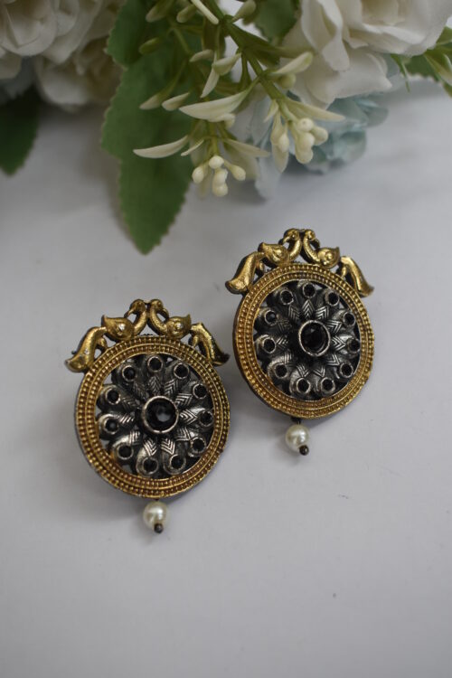 Vintage Look Oxidised Alloy Earrings – Stud & Tribal Style