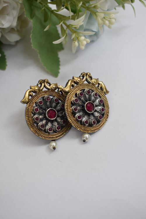 Vintage Look Oxidised Alloy Earrings – Stud & Tribal Style