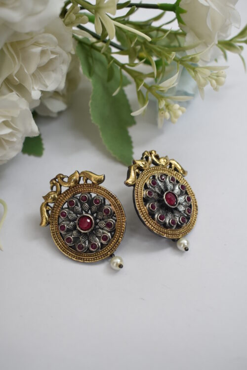 Vintage Look Oxidised Alloy Earrings – Stud & Tribal Style