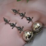 Beautiful German Silver Oxidised Chandelier jhumka earrings