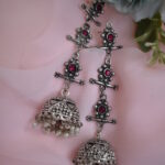 Beautiful Big German Silver Oxidised Chandelier jhumka earrings