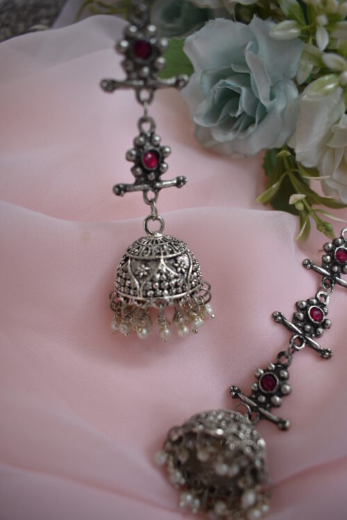 Beautiful Big German Silver Oxidised Chandelier jhumka earrings